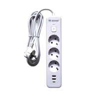 Удлинитель с заземлением 3 м, 3 розетки, 2 USB порта, Type C, "MAXIMUM" MX 12486 (2585)