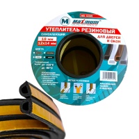 Уплотнитель резиновый самоклеящийся, сечение 14х12мм, 18 м, профиль "D", черный, «Maximum» MX 12349